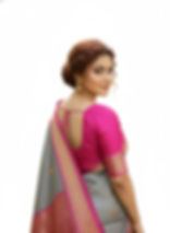 NYCEEBA Grey & Pink Paithani Sico Silk Saree (Heavy Zari Border) - Image 3