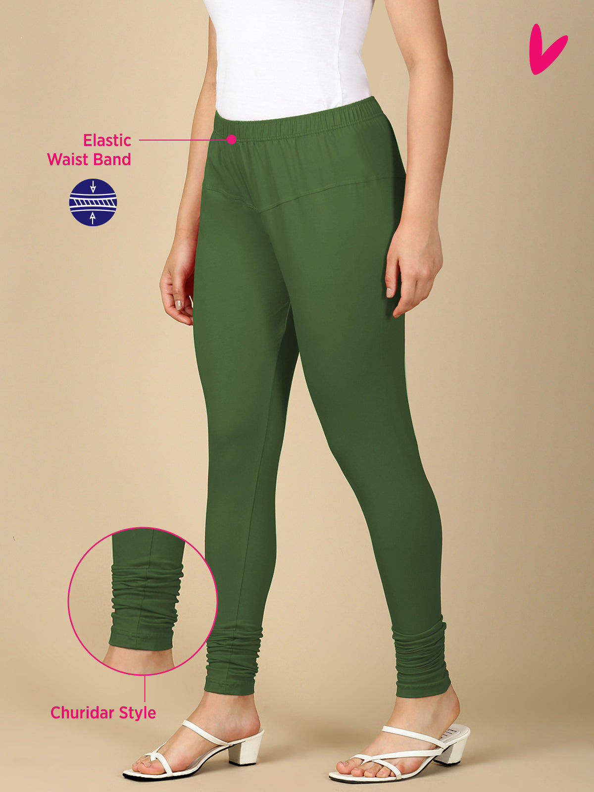 Basil Green Premium Cotton Stretch Churidar