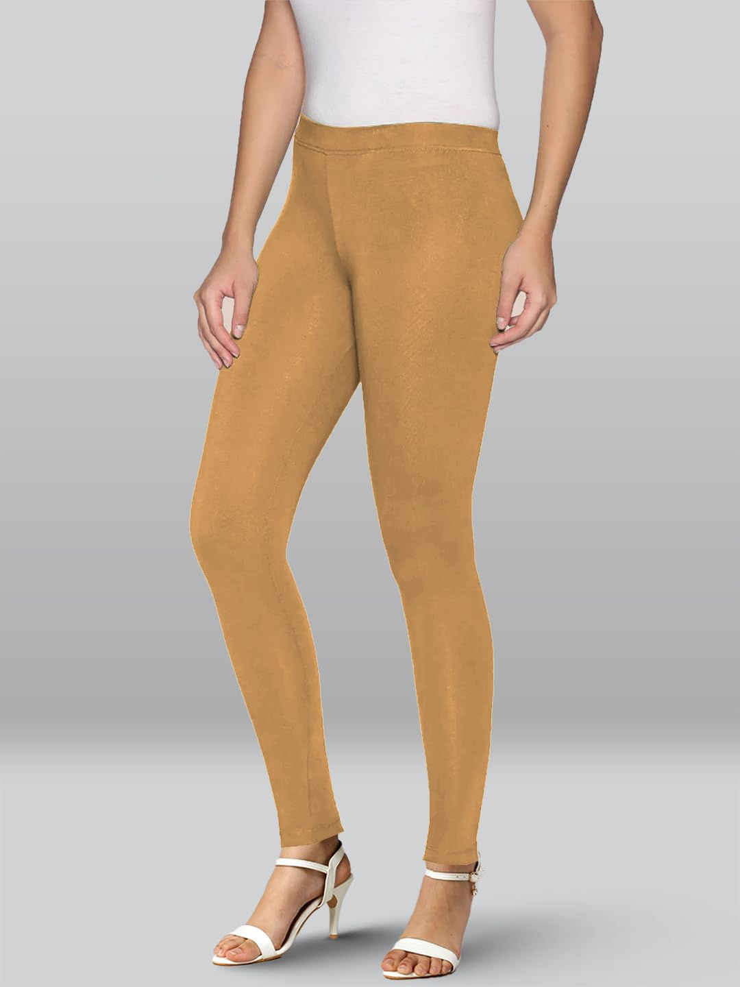 Premium Viscose Stretchable Ankle Length Leggings for Women - H Mustard - Image 4