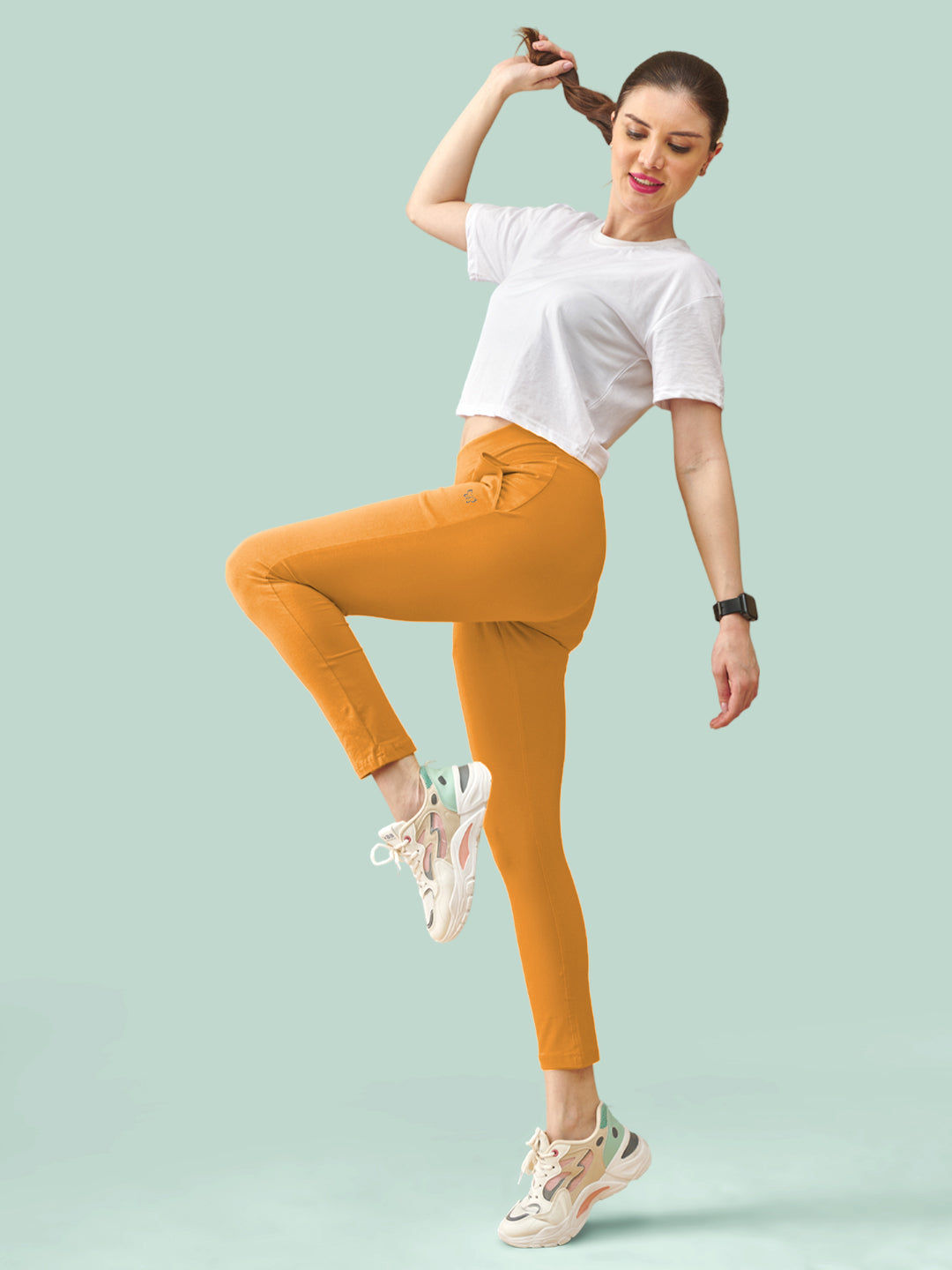 Mustard Yellow High Rise Ankle Length Leggings