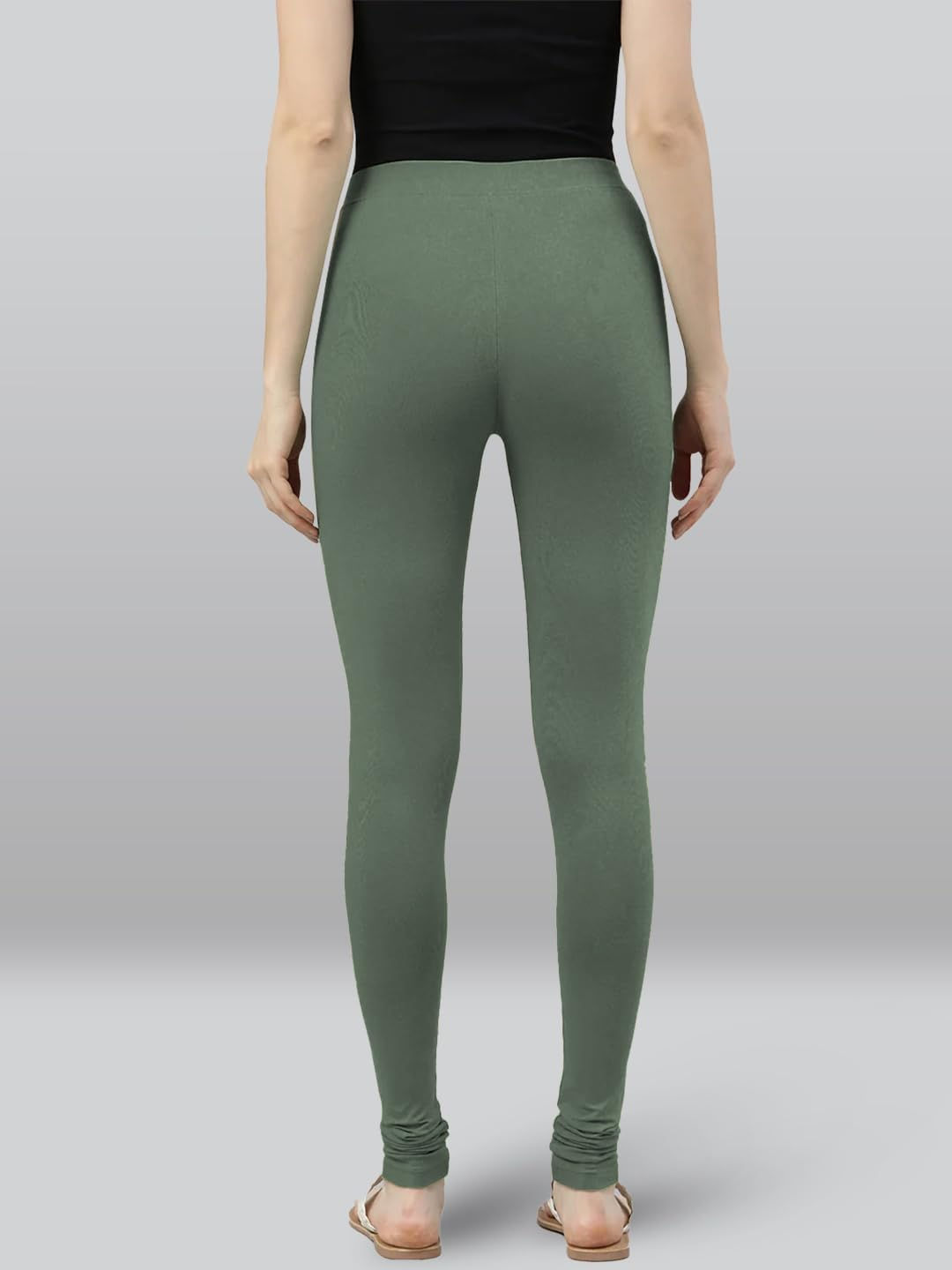 Premium Viscose Full Length Churidar Leggings for Women - Steel Grey - Image 3
