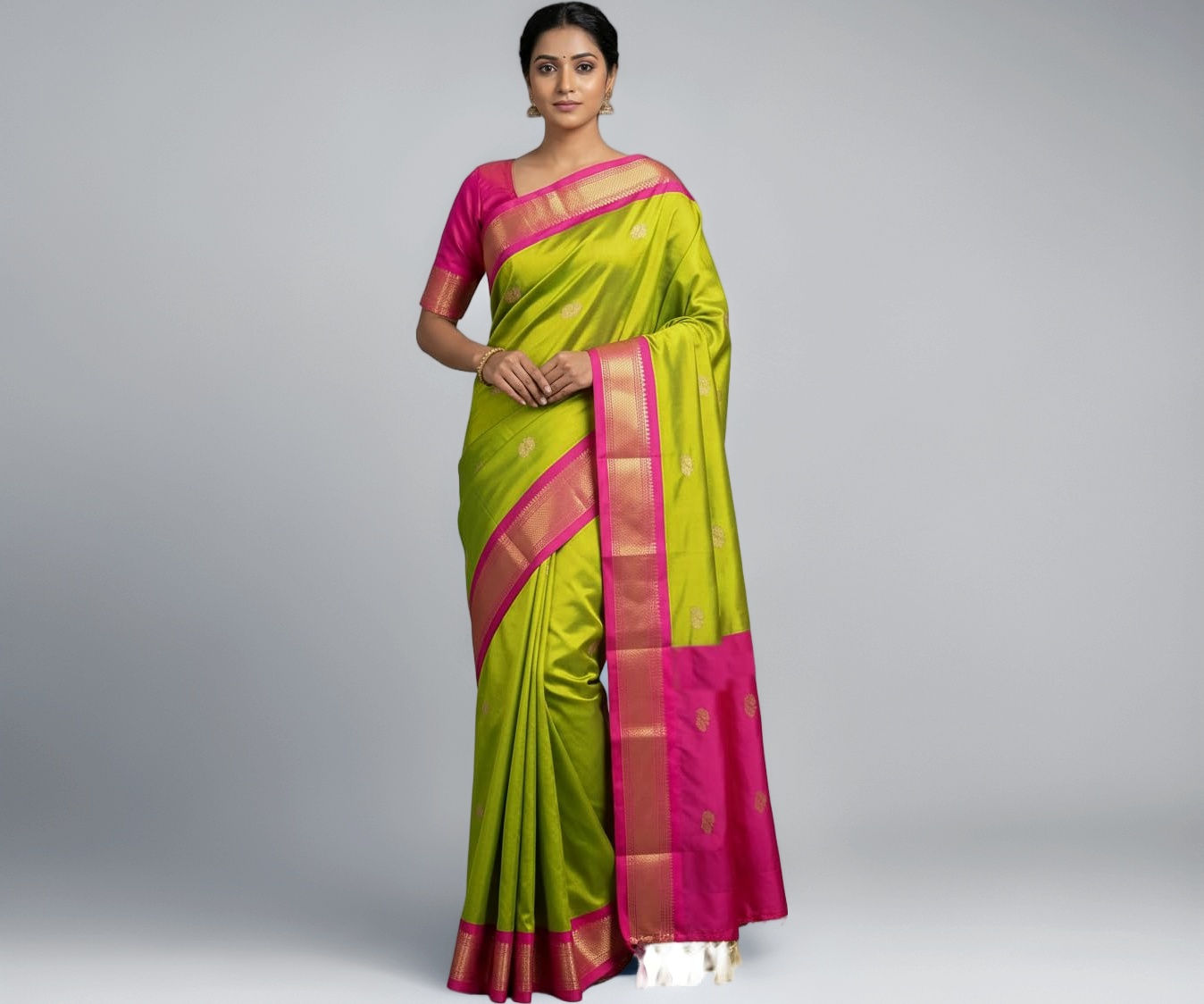 Paithani Saree for Women | Zari Woven Cotton Silk Saree with Rich Zari Border & Unstitched Blouse - Image 1
