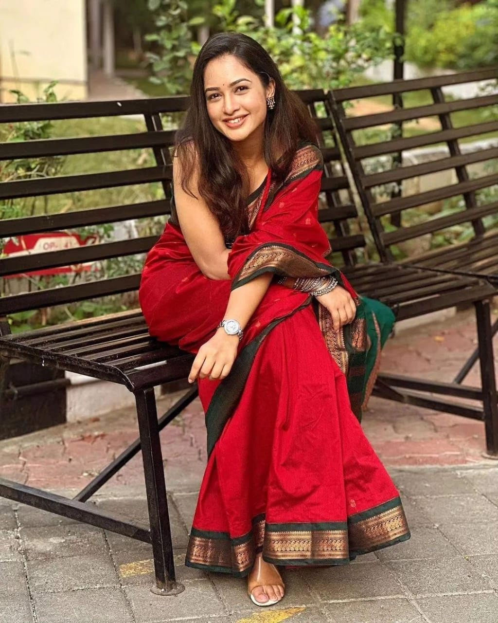ILAIYAAL CLOTHINGS South Cotton Gadwal Saree for Women | Celebrity Inspired Traditional Ethnic Wear | Chettinad & Kalyani Cotton Sarees | Soft Cotton Saree with Blouse Piece - Red Copper - Image 3