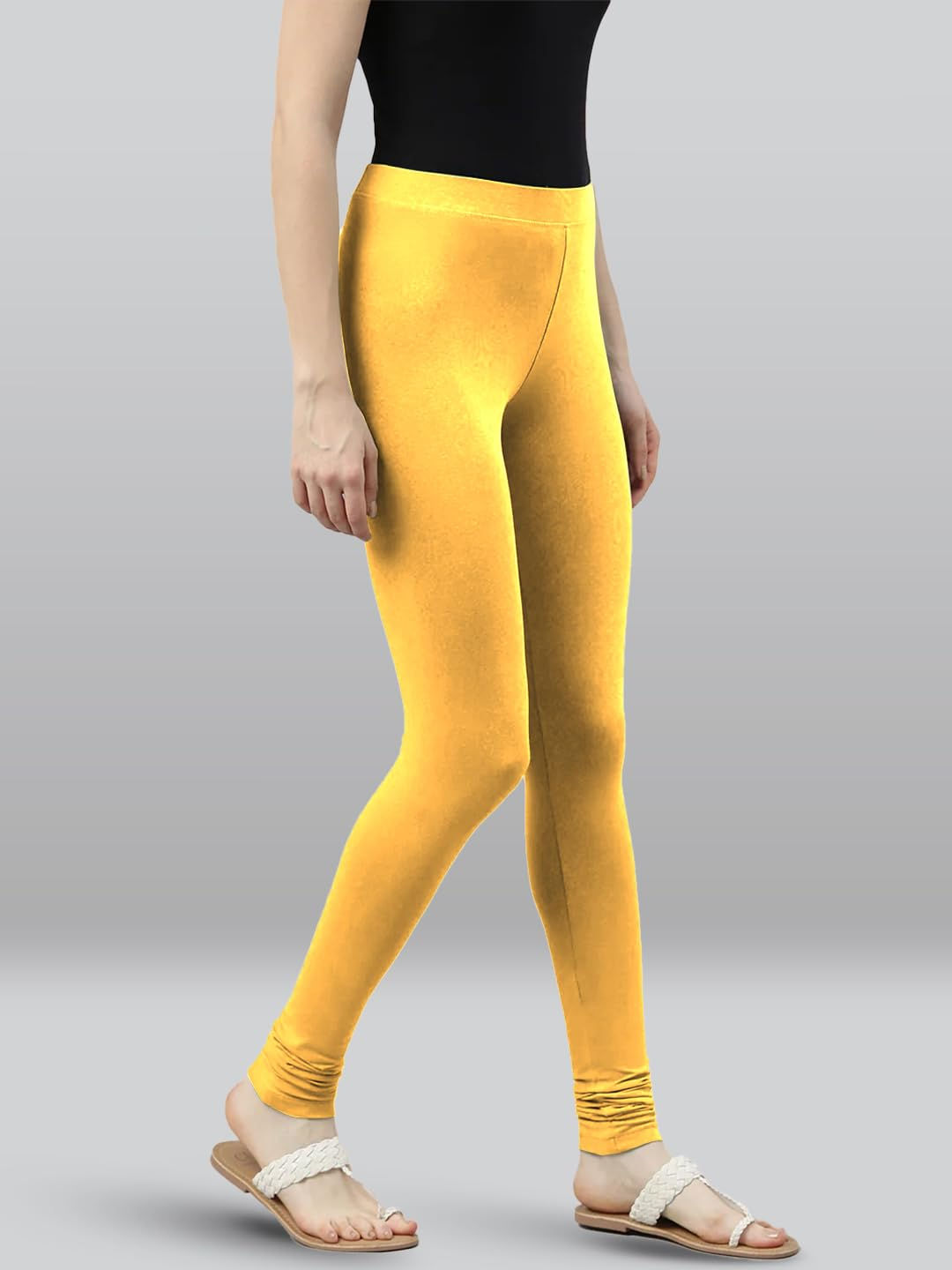 Premium Viscose Full Length Churidar Leggings for Women - Mango - Image 5