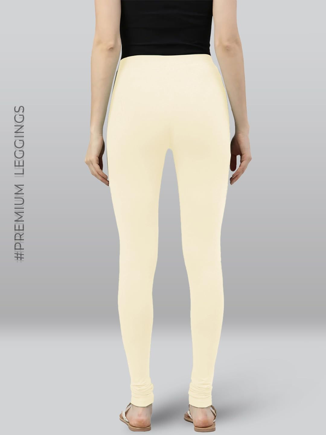 Premium Viscose Full Length Churidar Leggings for Women - Cream - Image 3