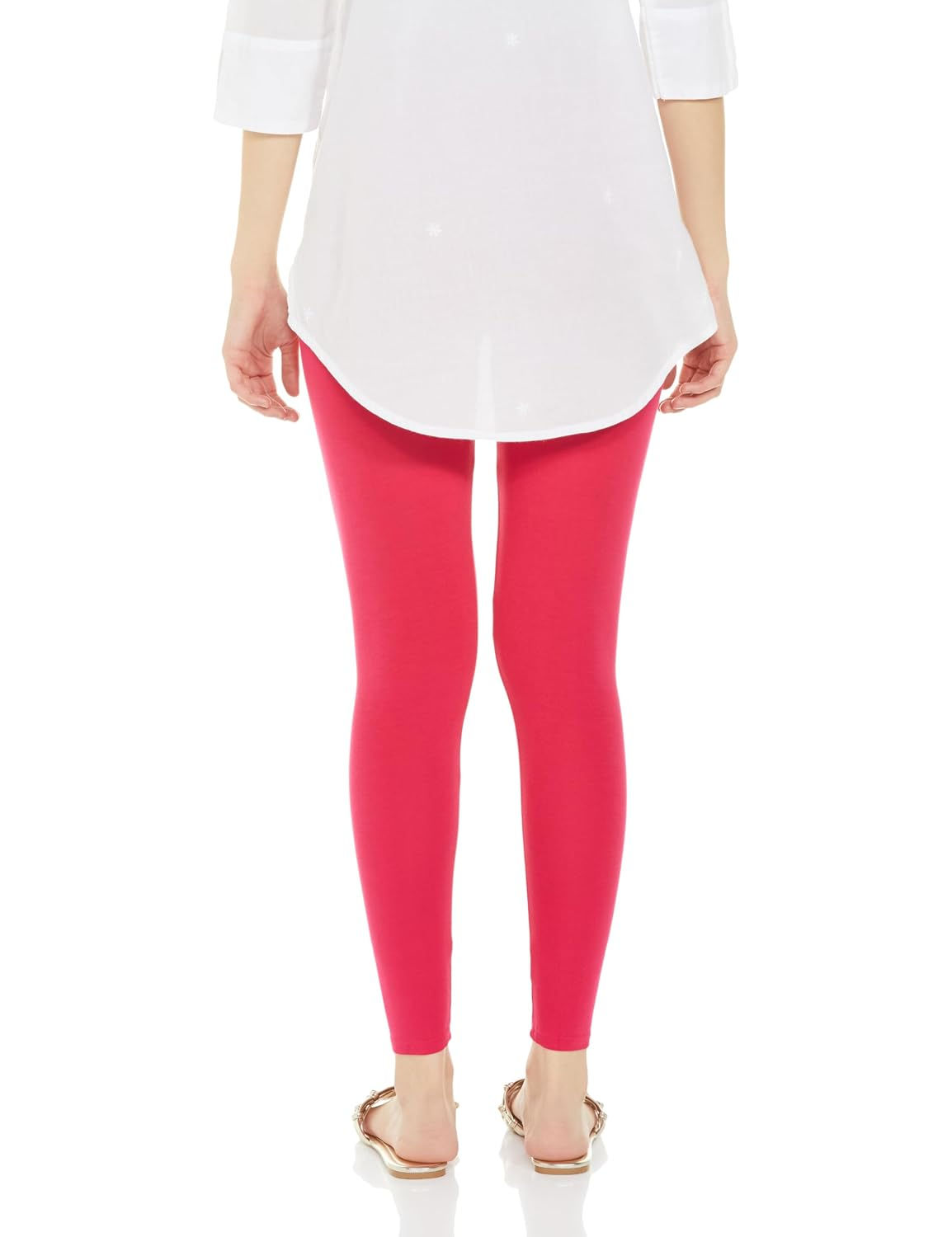 Premium Viscose Stretchable Ankle Length Leggings for Women - Strawberry - Image 2