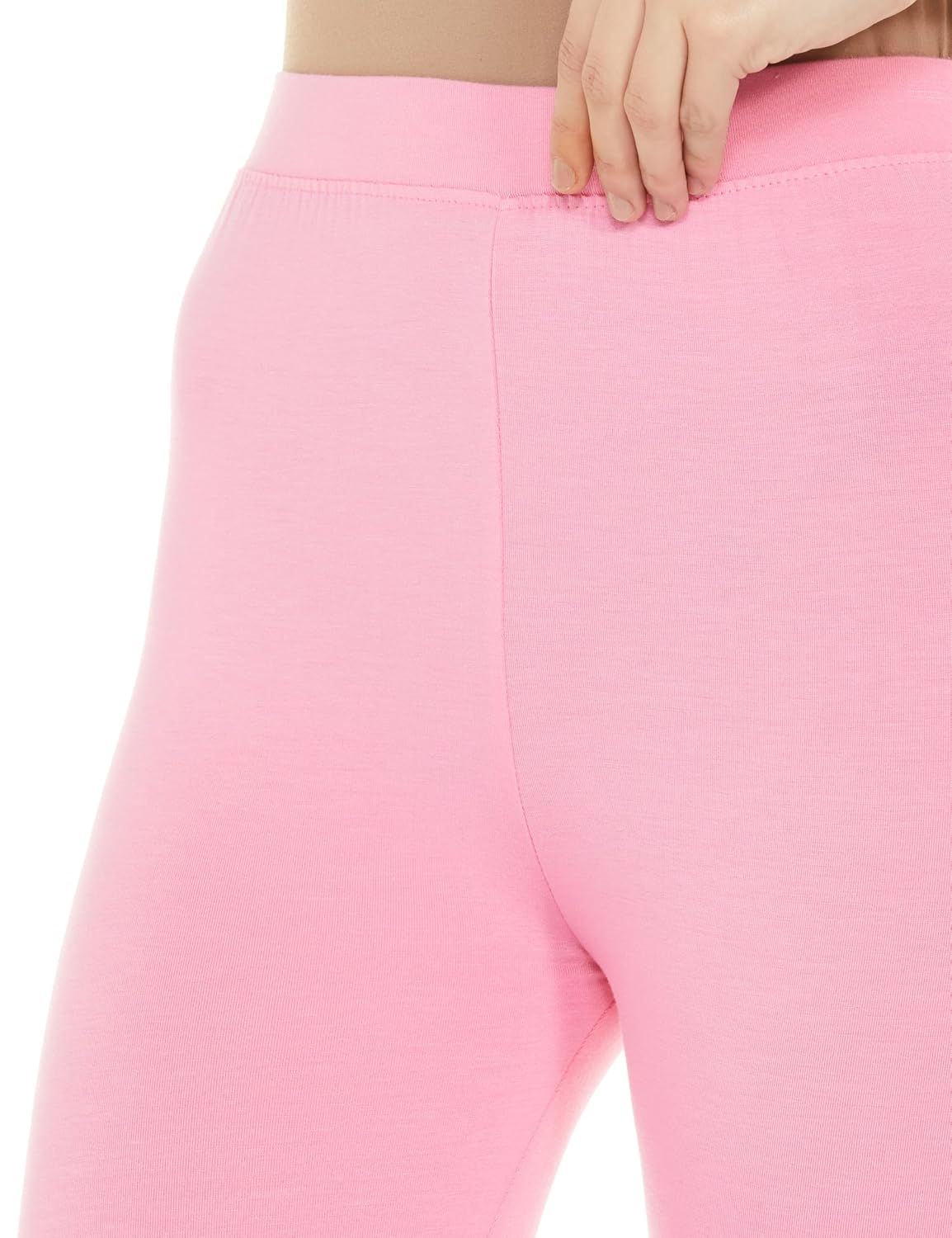 Premium Viscose Stretchable Ankle Length Leggings for Women - Light Pink - Image 3