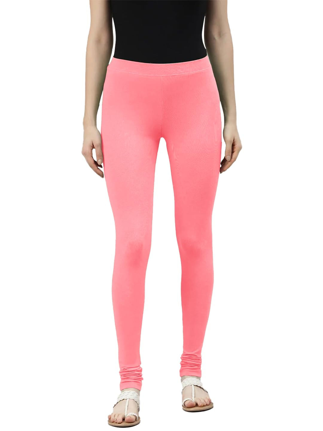 Premium Viscose Full Length Churidar Leggings for Women - Peach - Image 2