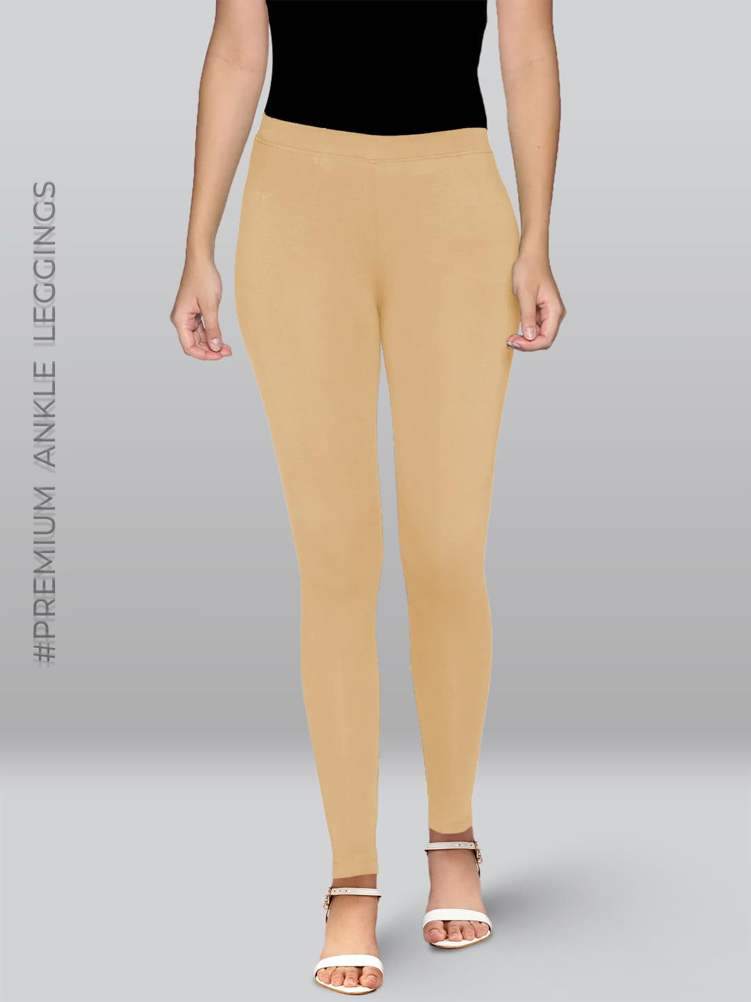 Premium Viscose Stretchable Ankle Length Leggings for Women - Deep Skin - Image 2