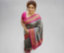 NYCEEBA Grey & Pink Paithani Sico Silk Saree (Heavy Zari Border) - Image 1