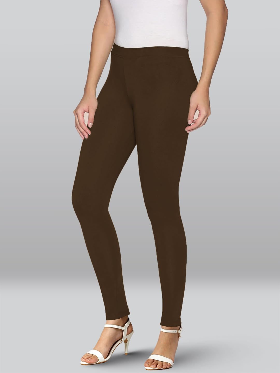 Premium Viscose Stretchable Ankle Length Leggings for Women - Dark Chocolate - Image 3