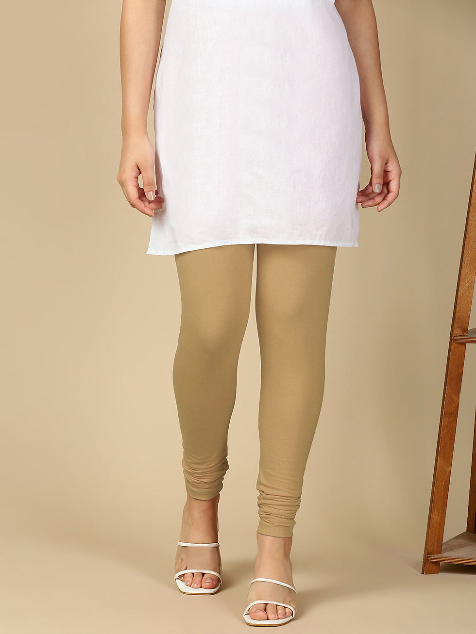 Khaki Premium Cotton Stretch Churidar