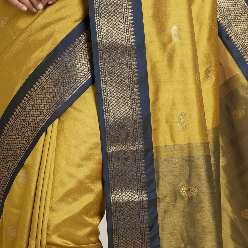 Kanjeevaram Elegant Paithani Zari Woven Design Cotton Sico Silk Saree With Running Blouse Piece - Image 4