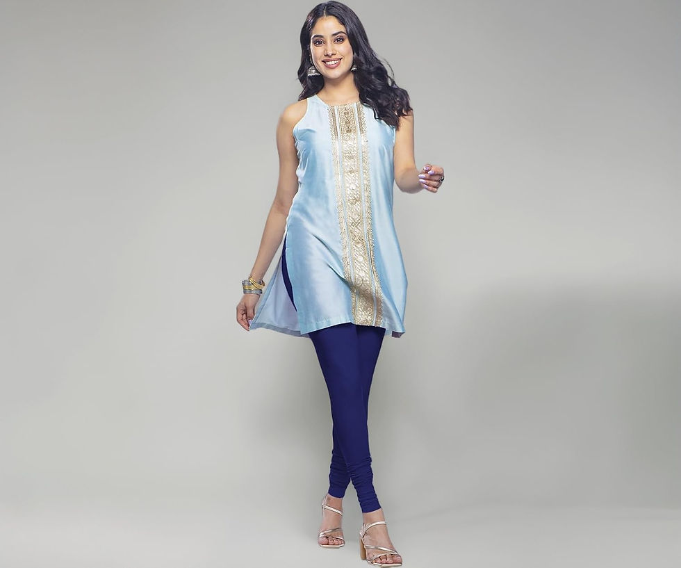 Premium Viscose Full Length Churidar Leggings for Women - Ink Blue - Image 1
