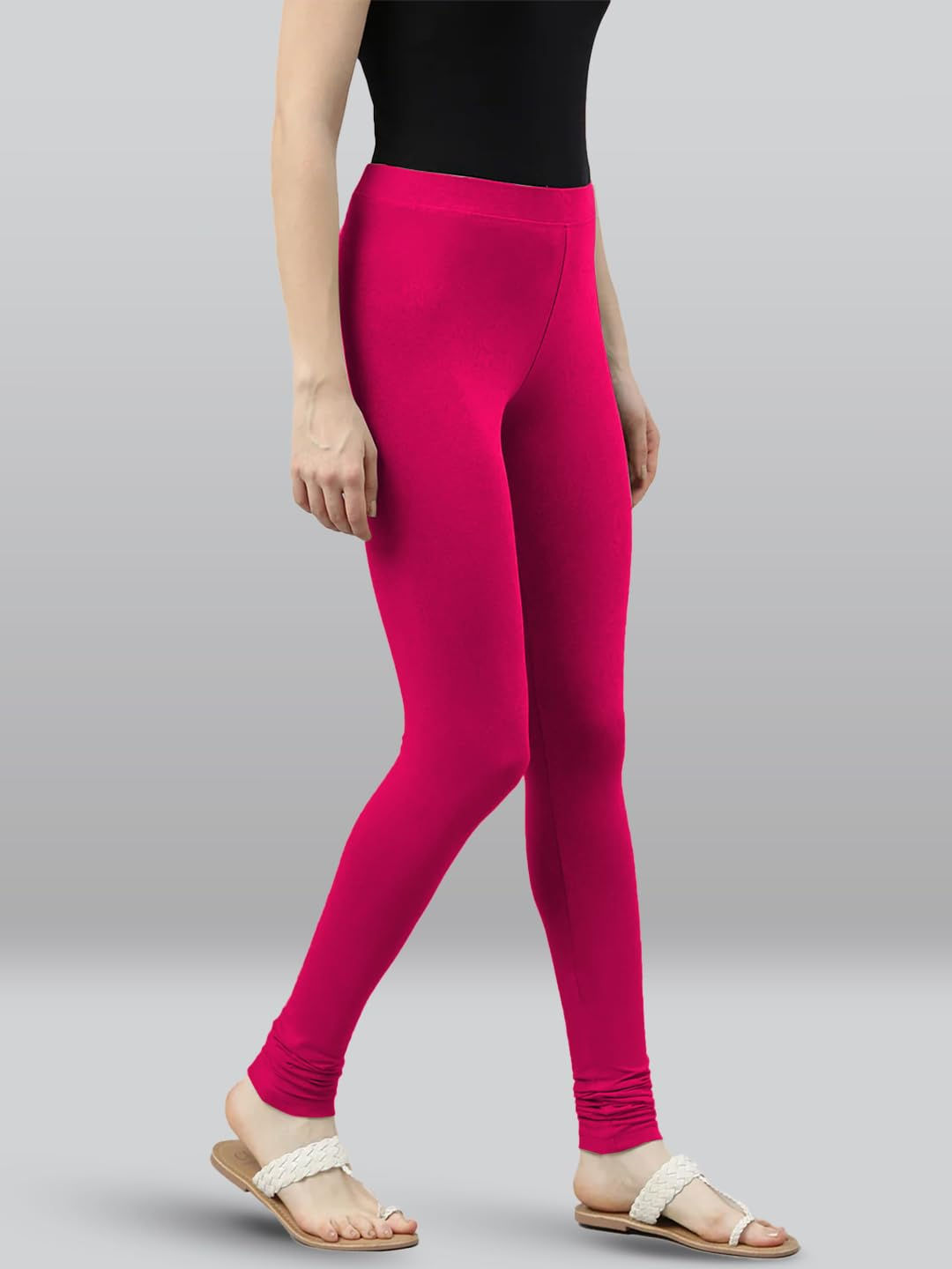 Premium Viscose Full Length Churidar Leggings for Women - Strawberry - Image 5