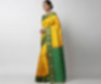 Traditional Haldi Special MangoYellow Saree with Contrast Green Zari Work & Blouse - Image 1