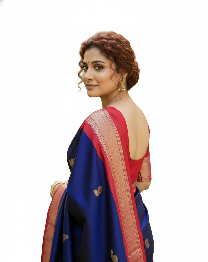 Ethnic Designer Timeless Grace Paithani Sico Silk Saree with Rich Zari Border - Image 3