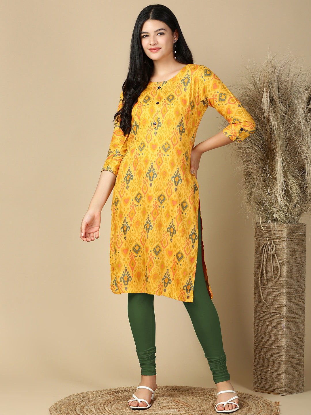 Basil Green Premium Cotton Stretch Churidar