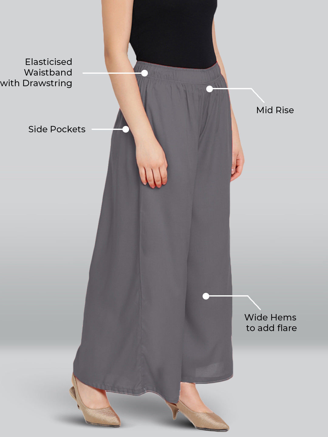 Steel Grey Rayon Palazzo