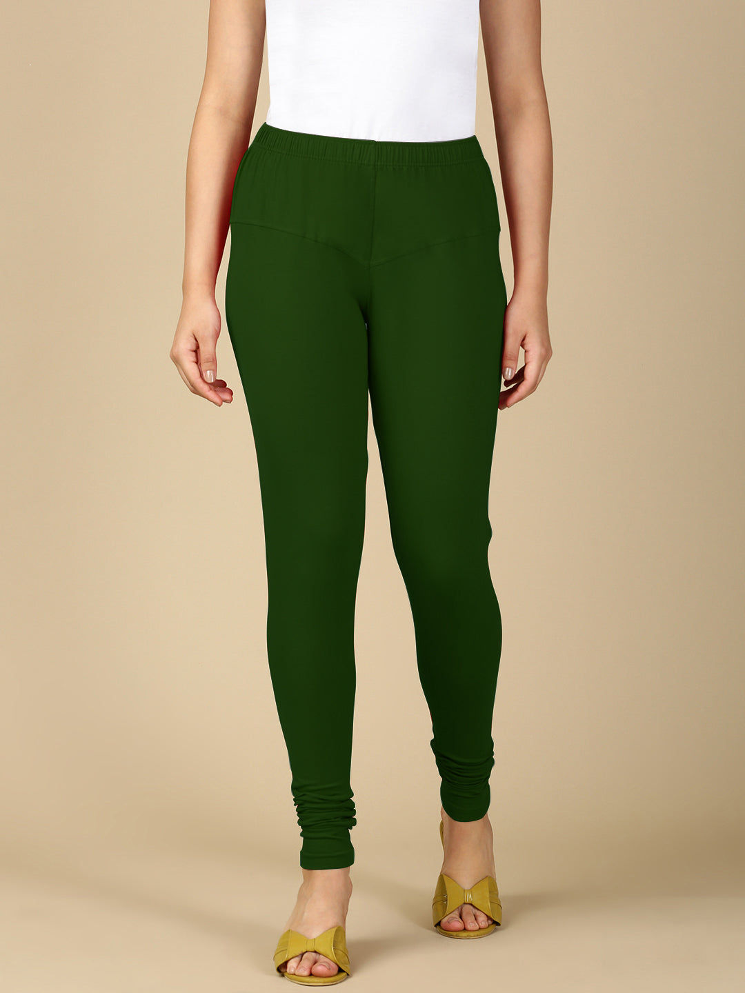 Bottle Green Premium Cotton Stretch Churidar