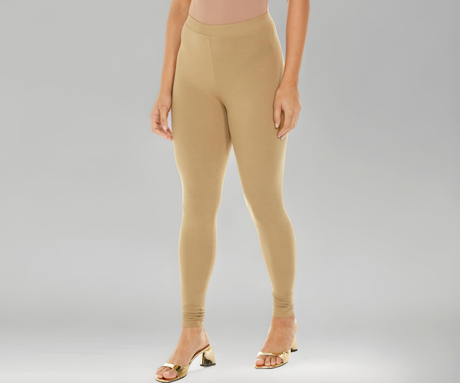 Premium Viscose Stretchable Ankle Length Leggings for Women - Nude - Image 1