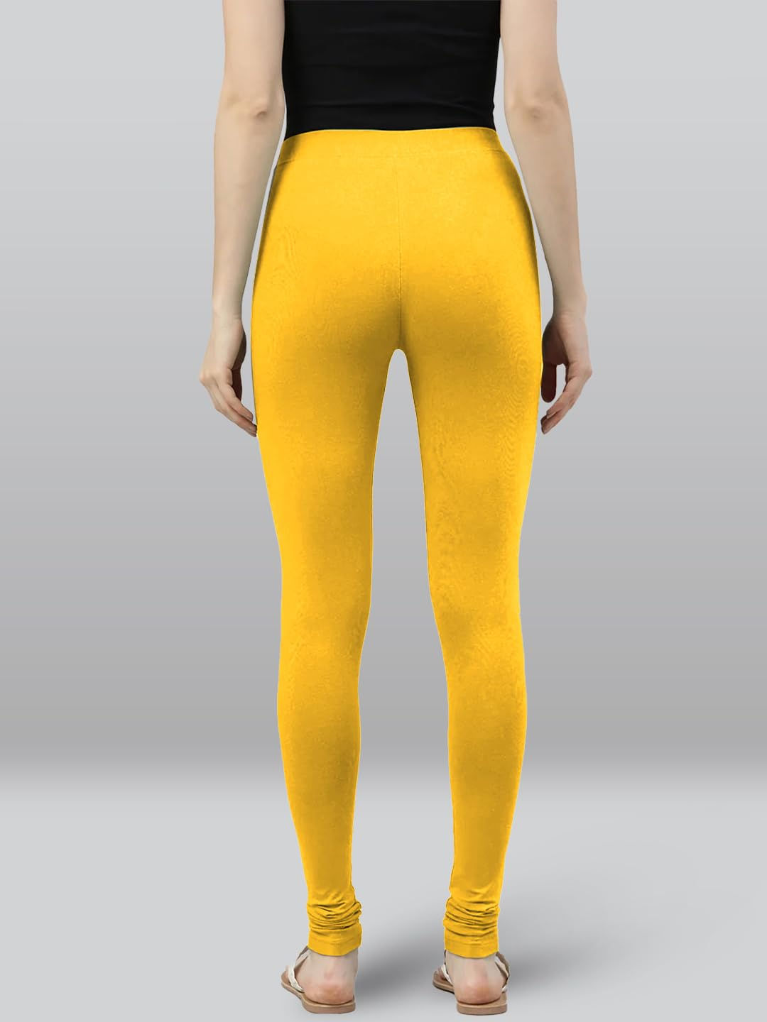 Premium Viscose Full Length Churidar Leggings for Women - Yellow - Image 3