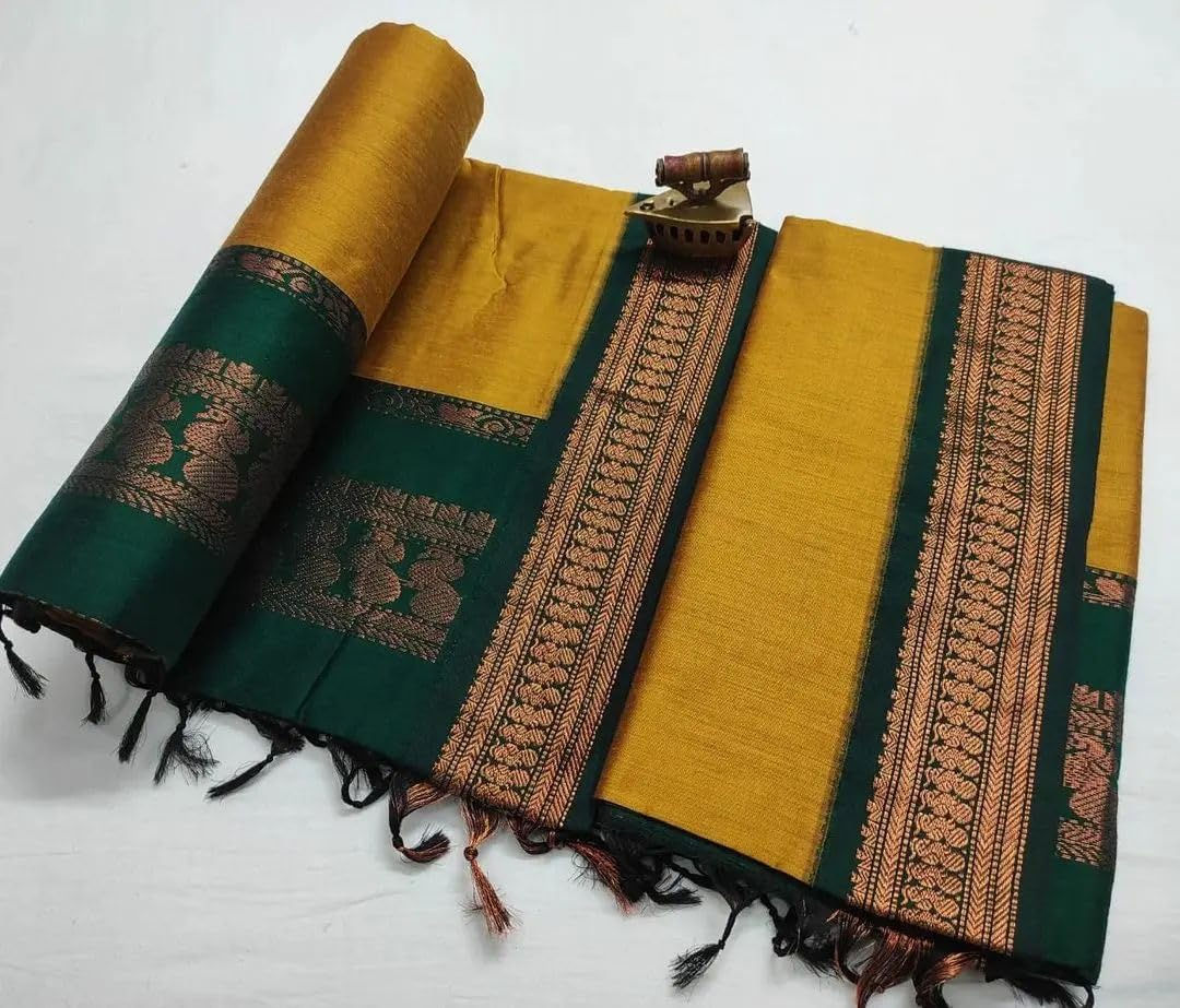 South Cotton Gadwal Saree for Women | Celebrity Inspired Traditional Ethnic Wear | Chettinad & Kalyani Cotton Sarees | Soft Cotton Saree with Blouse Piece - Image 5