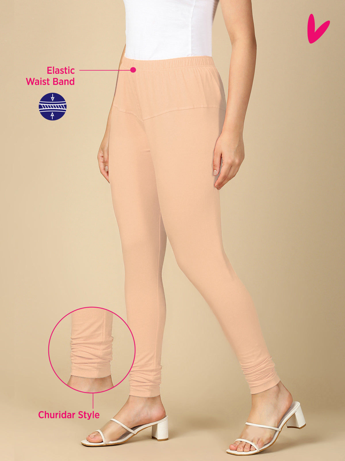 Peach Premium Cotton Stretch Churidar