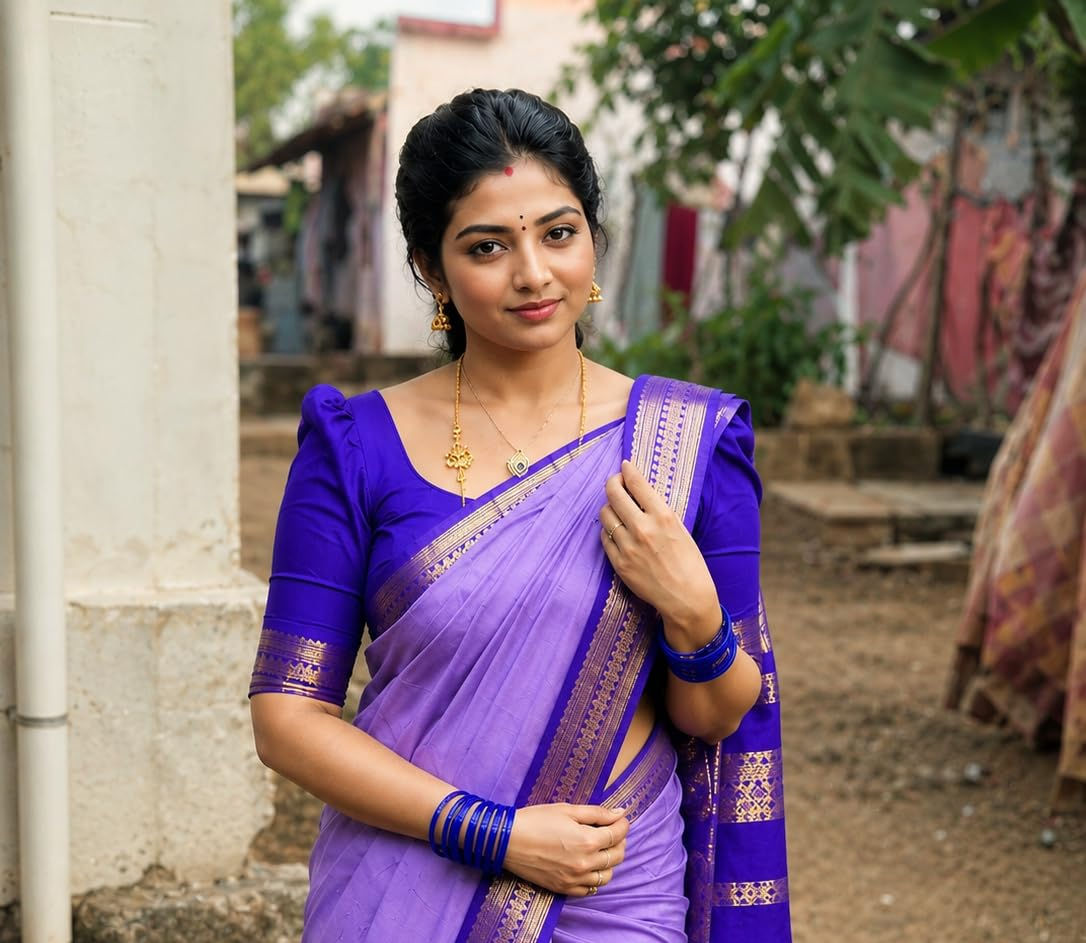 ILAIYAAL CLOTHINGS South Cotton Gadwal Saree for Women | Celebrity Inspired Traditional Ethnic Wear | Chettinad & Kalyani Cotton Sarees | Soft Cotton Saree with Blouse Piece - Lavender - Image 5