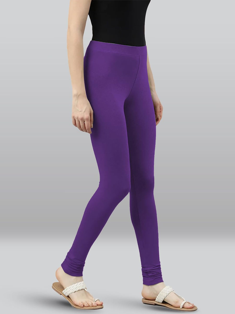 Thumbnail: Premium Viscose Full Length Churidar Leggings for Women - Beauty Berry - Image 5