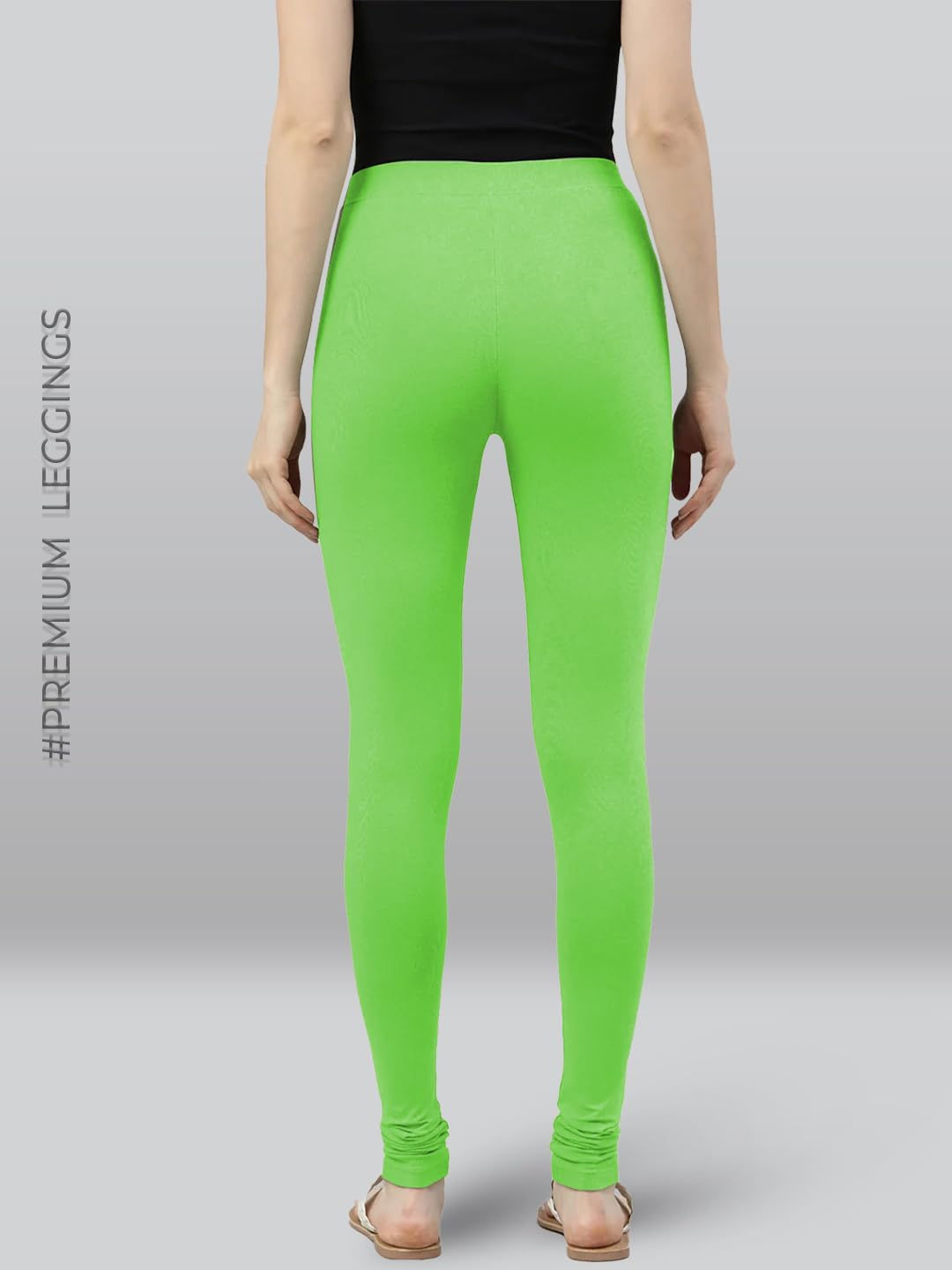 Premium Viscose Full Length Churidar Leggings for Women - Grass Green - Image 3