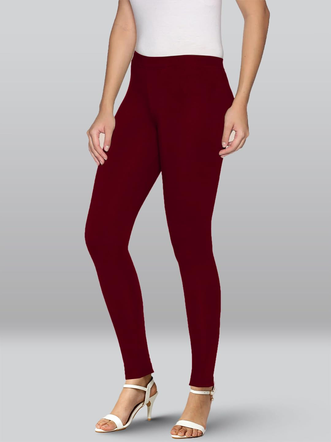 Premium Viscose Stretchable Ankle Length Leggings for Women - French Wine - Image 3