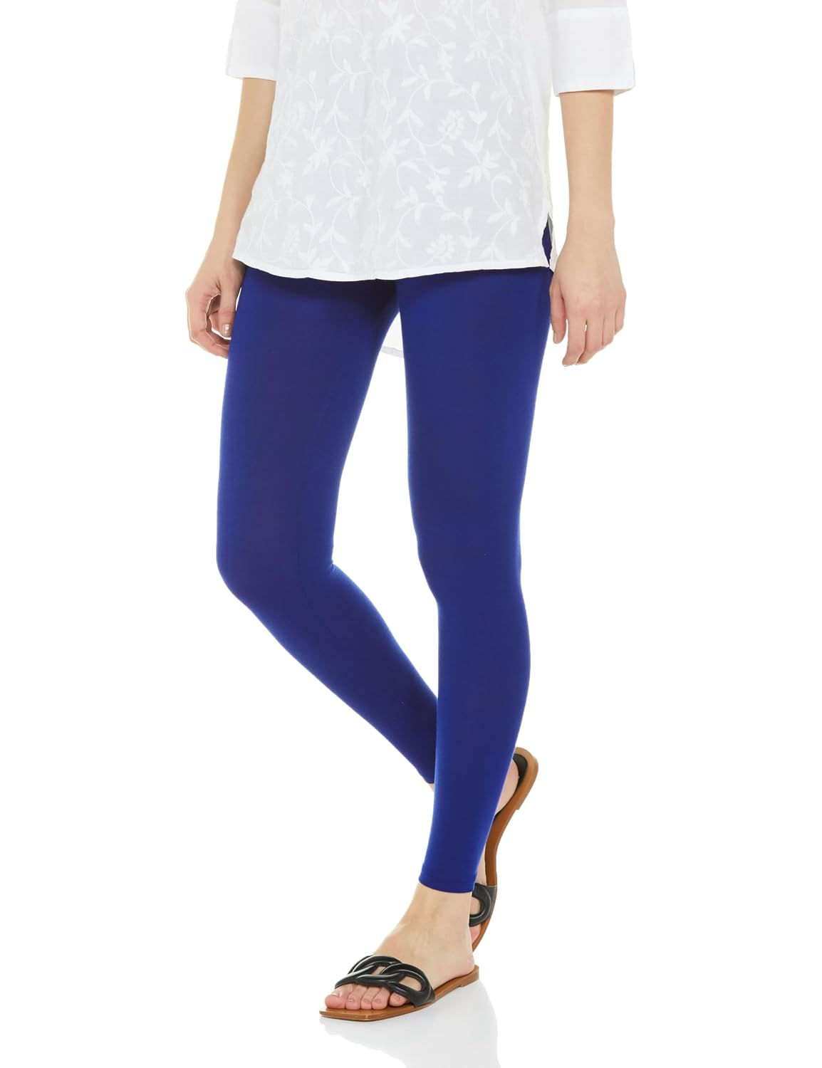 Premium Viscose Stretchable Ankle Length Leggings for Women - Ink Blue - Image 4