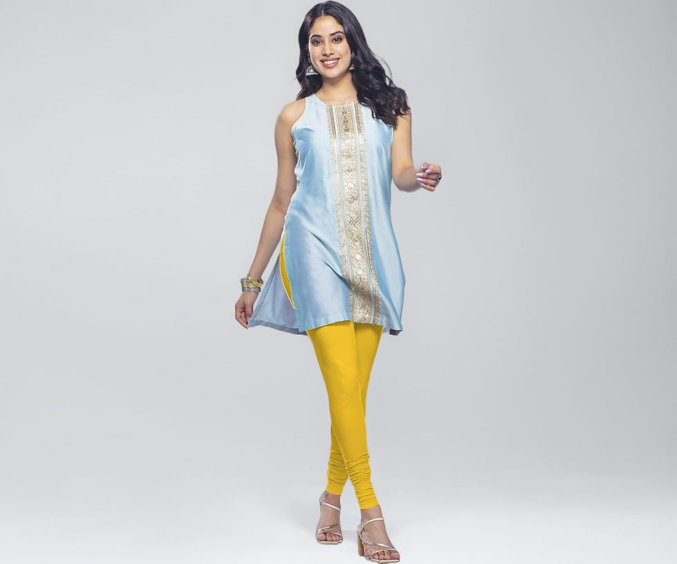 Premium Viscose Full Length Churidar Leggings for Women - Yellow - Image 1