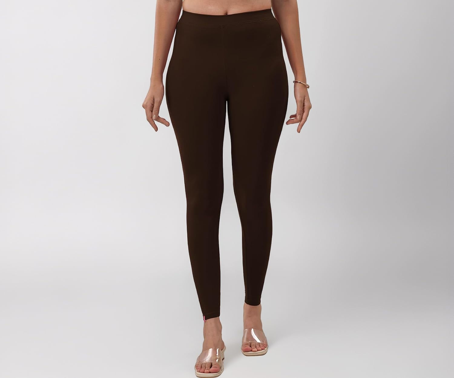 Premium Viscose Stretchable Ankle Length Leggings for Women - Dark Chocolate - Image 1
