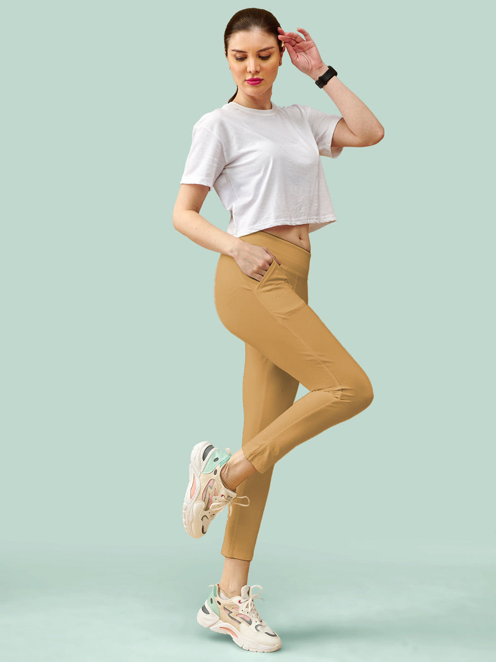 Wheat High Rise Ankle Length Leggings