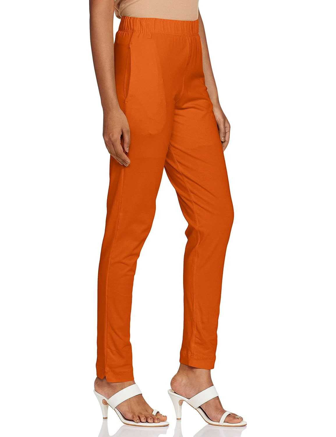 Premium Viscose Stretchable Ankle Length Leggings for Women - Squash Orange - Image 3
