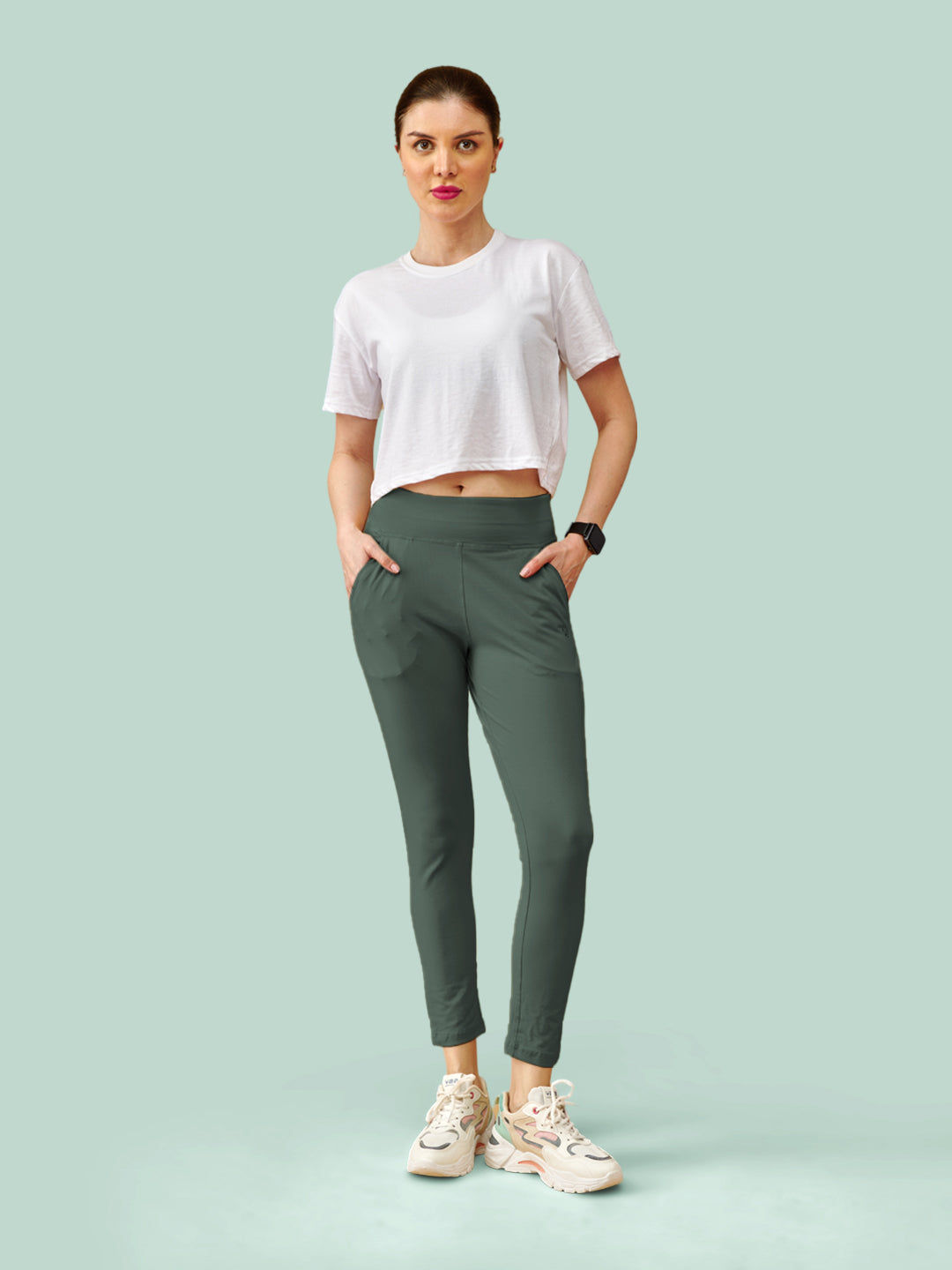 Steel Grey High Rise Ankle Length Leggings