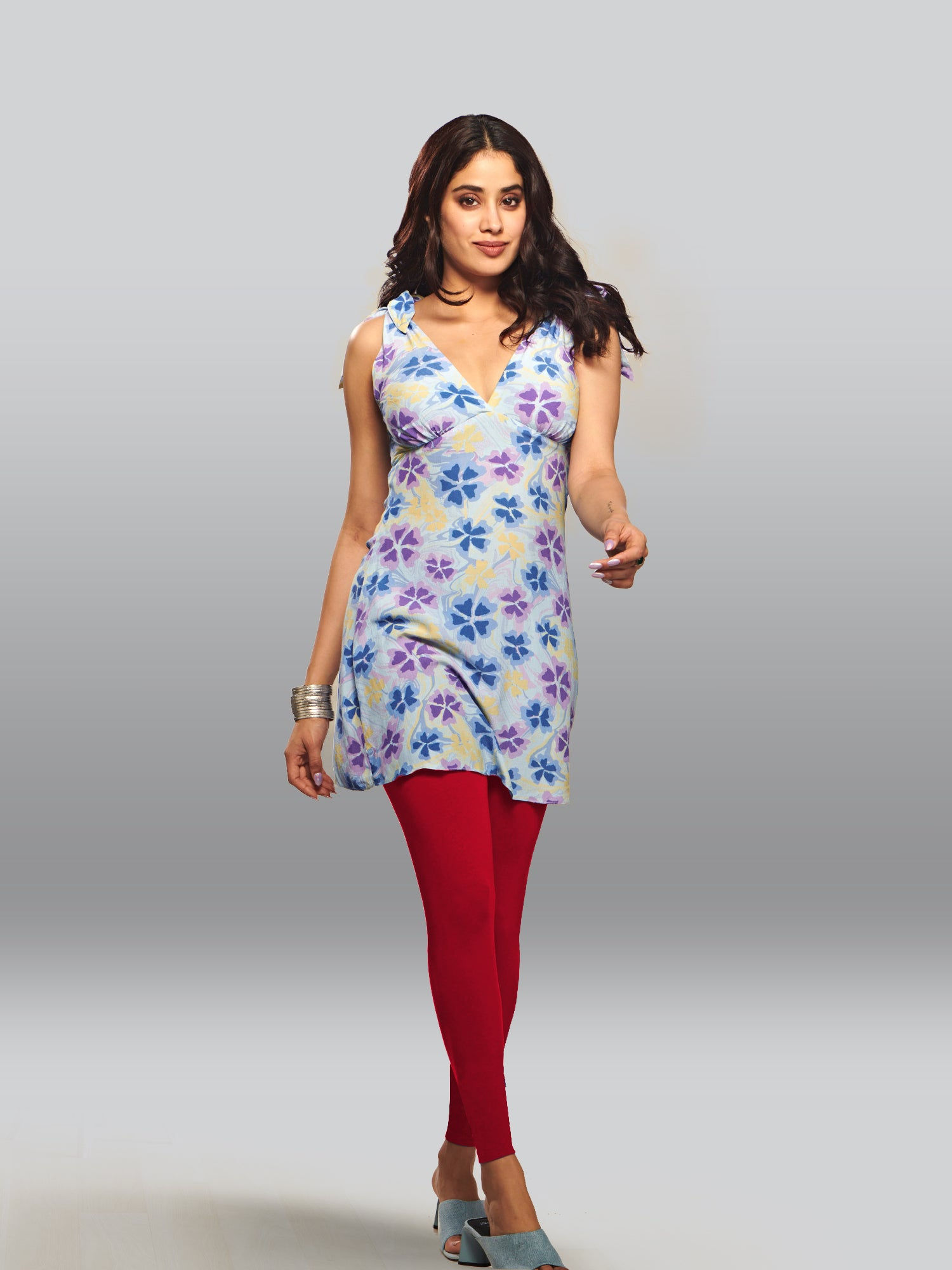 White and Red Ankle Length Leggings Combo Pack