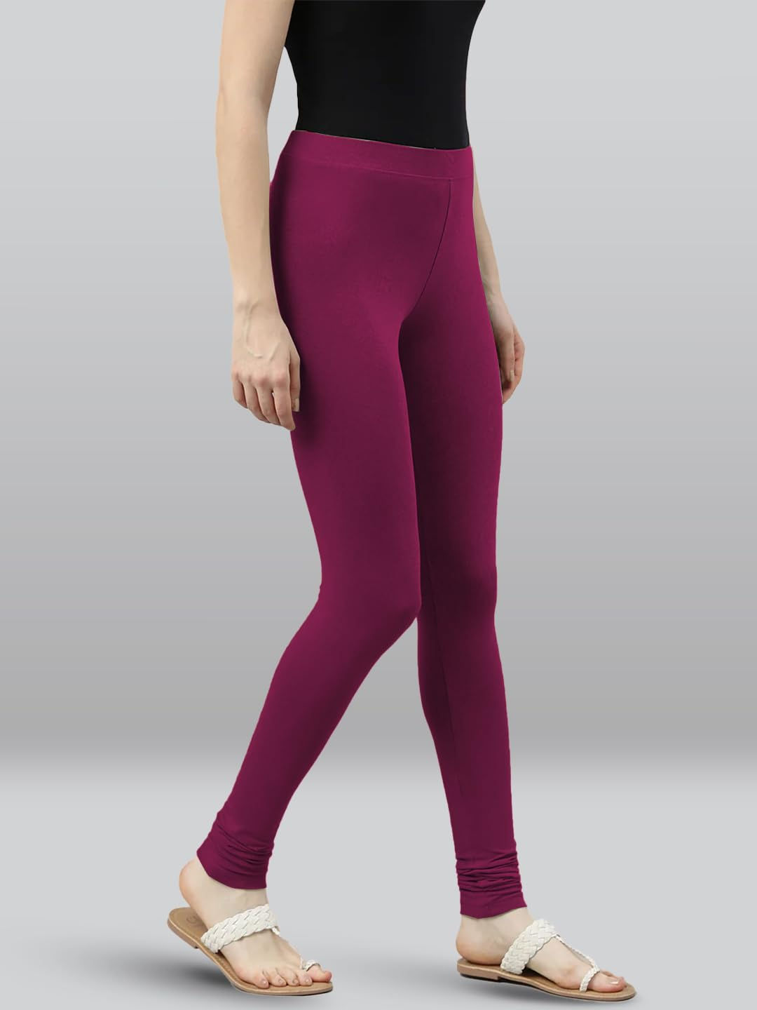 Premium Viscose Full Length Churidar Leggings for Women - Light Purple - Image 5
