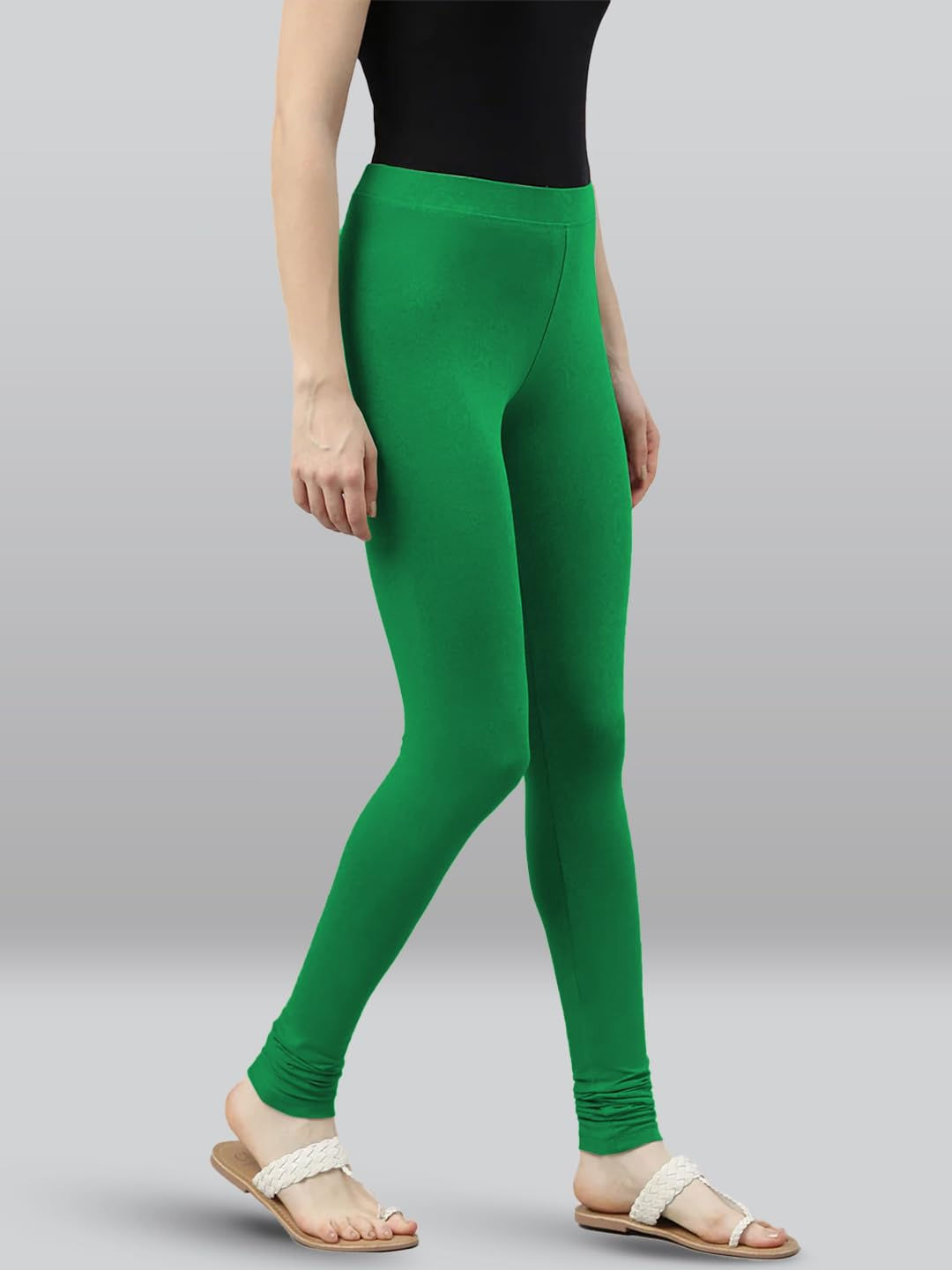 Premium Viscose Full Length Churidar Leggings for Women - Chili Green - Image 5