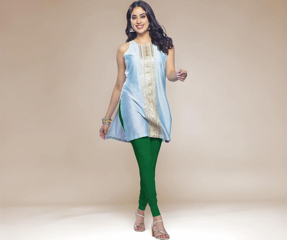 Premium Viscose Full Length Churidar Leggings for Women - Chili Green - Image 1