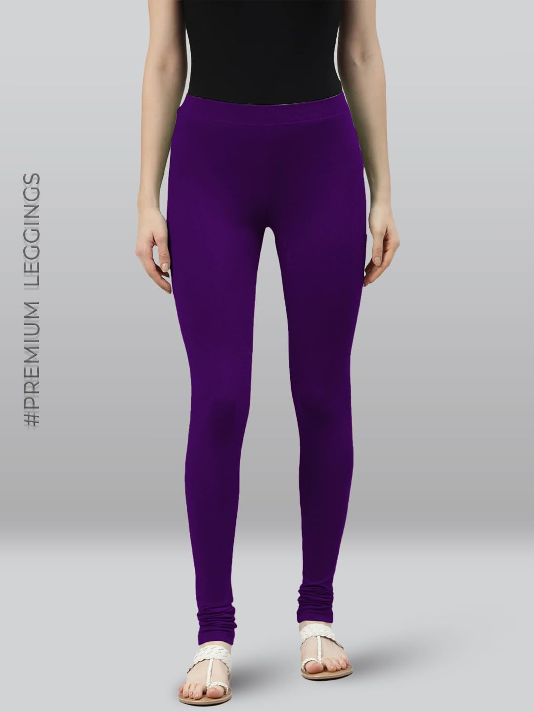 Premium Viscose Full Length Churidar Leggings for Women - Deep Orchid - Image 2