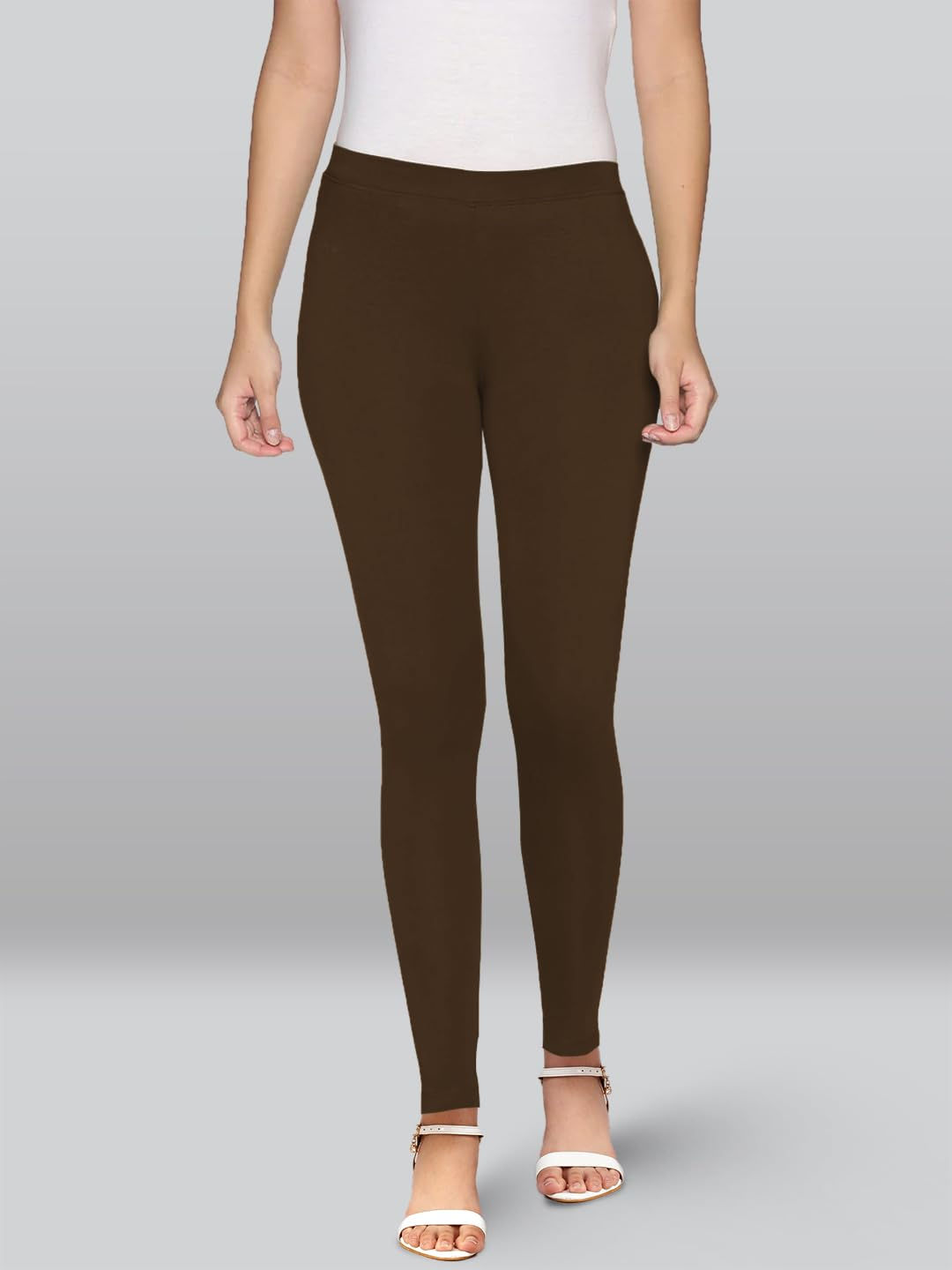 Premium Viscose Stretchable Ankle Length Leggings for Women - Dark Chocolate - Image 2