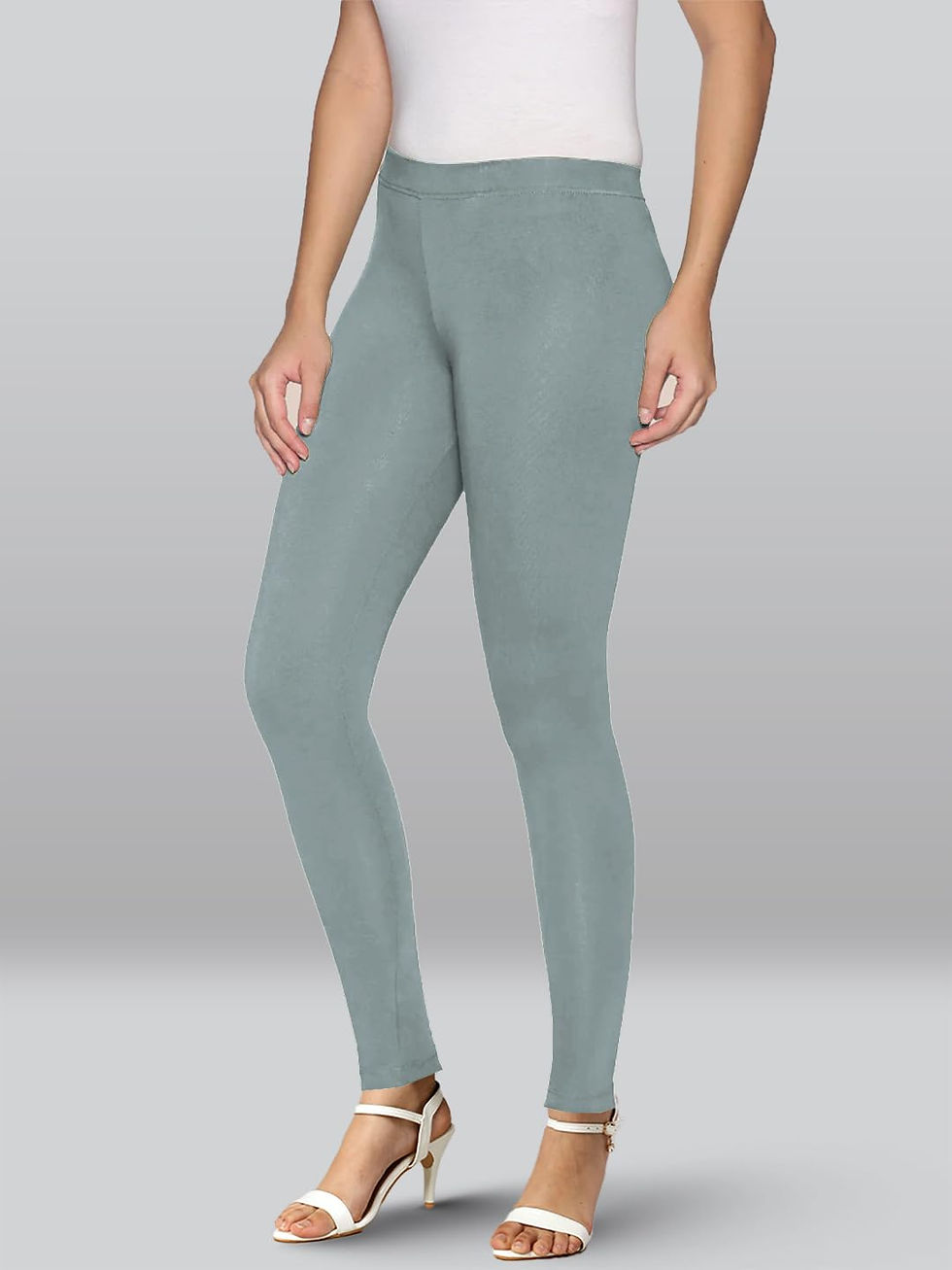 Thumbnail: Premium Viscose Stretchable Ankle Length Leggings for Women - Cement - Image 4