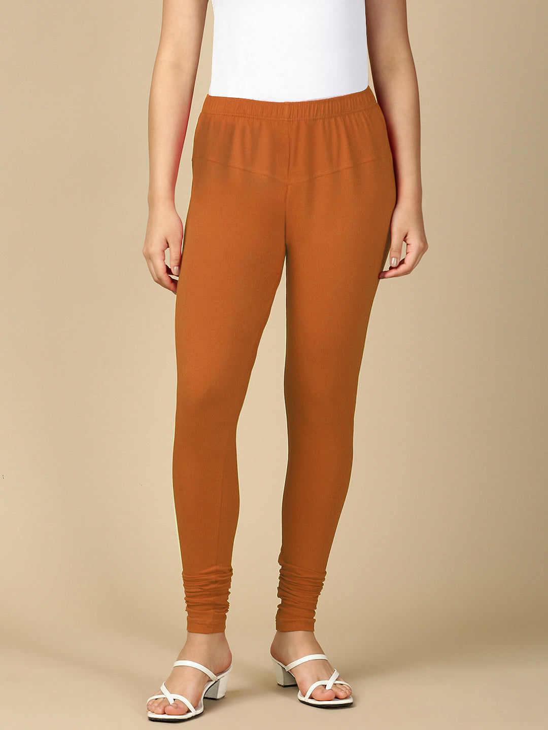Fire Orange Premium Cotton Stretch Churidar