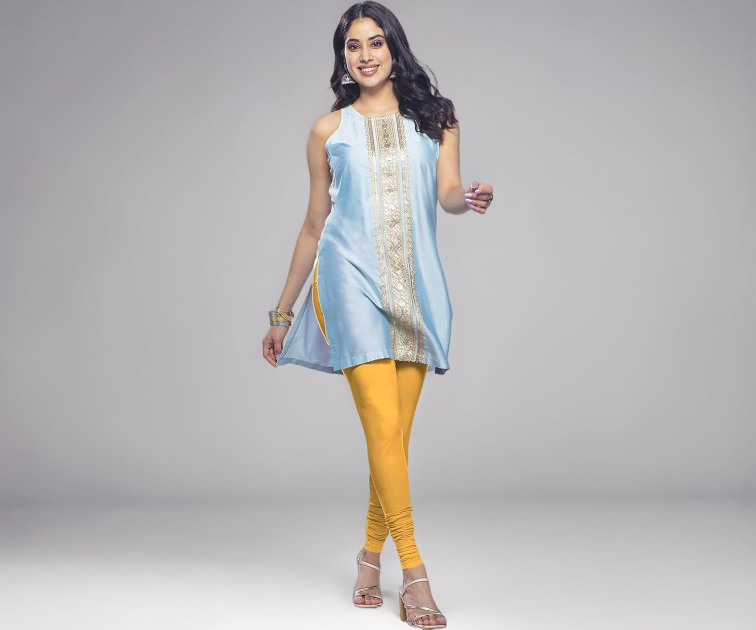 Premium Viscose Full Length Churidar Leggings for Women - Mango - Image 1