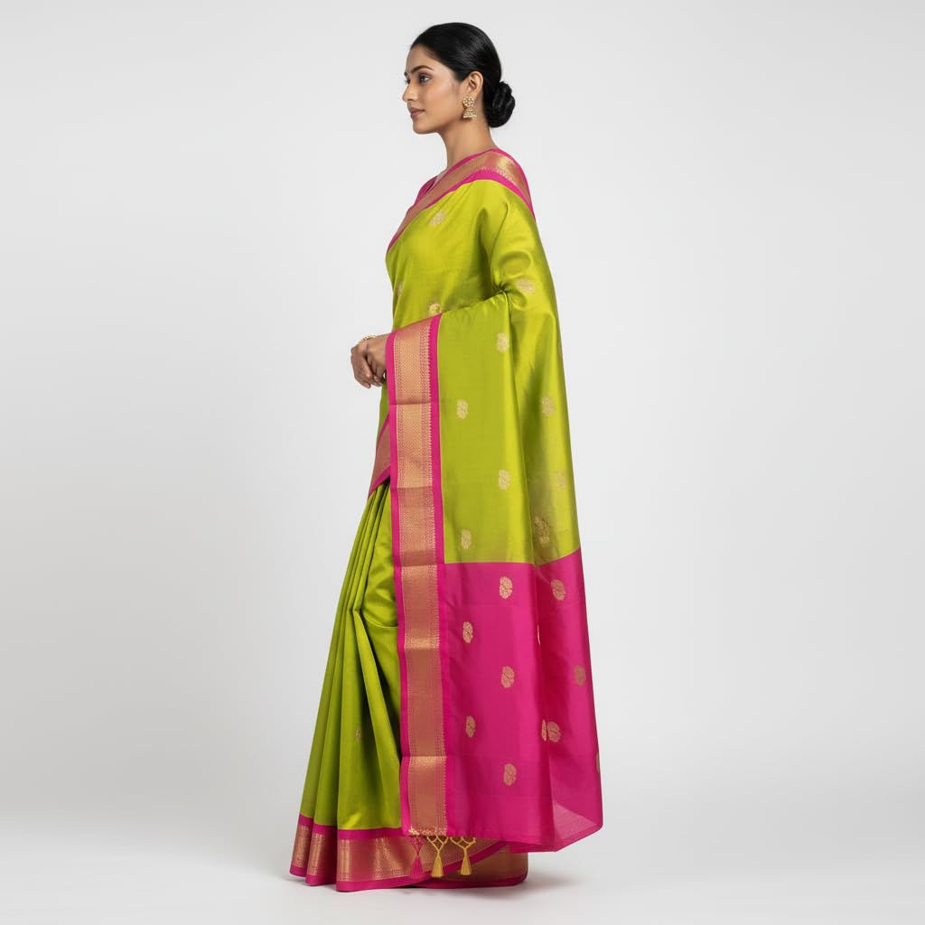 Paithani Saree for Women | Zari Woven Cotton Silk Saree with Rich Zari Border & Unstitched Blouse - Image 2