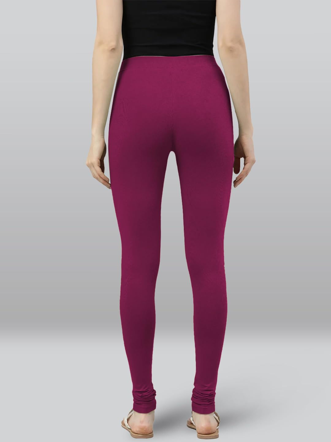 Premium Viscose Full Length Churidar Leggings for Women - Light Purple - Image 3