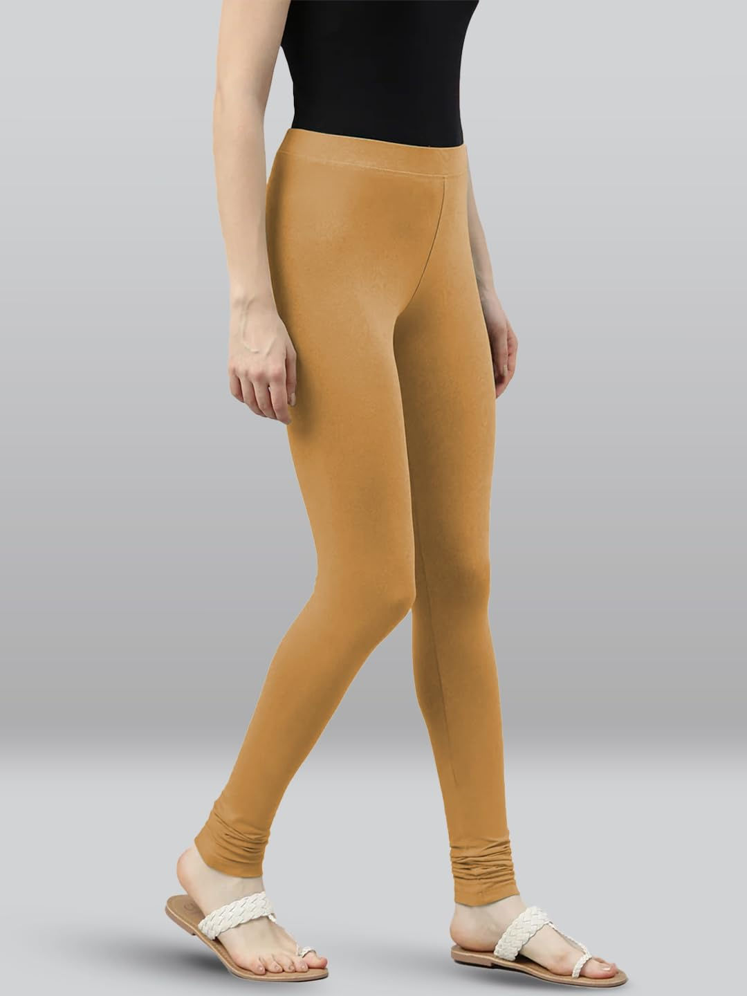 Premium Viscose Full Length Churidar Leggings for Women - Honey Mustard - Image 5